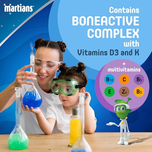 Martians Bone Active Gummies - Multivitamins for Children with Vitamin D, Calcium & K, 60 Pieces