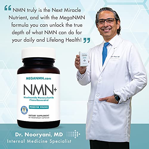 NMN Nicotinamide Mononucleotide Supplement with Trans-Resveratrol - Anti-Aging Capsules for Women & Men - 60 Pills