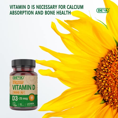 Deva Vegan Vitamin D3 1000 IU - 90 Count for Bone & Immune Health