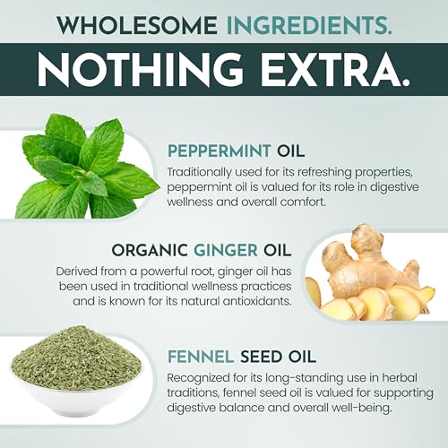 Maxi Health Delayed Release Peppermint Ginger Fennel Oil with Gingerable Natural Essential Oils, Promotes Digestion & Absorption, Dietary Supplement