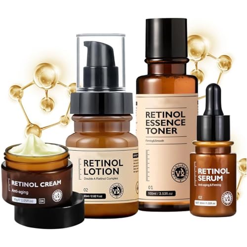 Anti-Aging Retinol Face Cream Set 4PCS - Complete Skincare Routine for Youthful Skin