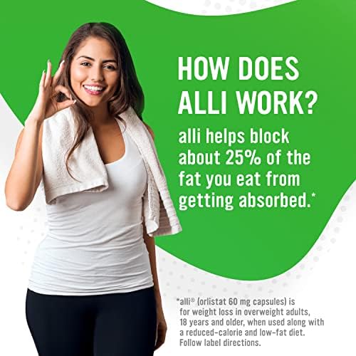 alli Diet Weight Loss Supplement Pills, Orlistat 60mg Capsules Starter Pack, Non prescription weight loss aid, 60 count(Pack of 1)