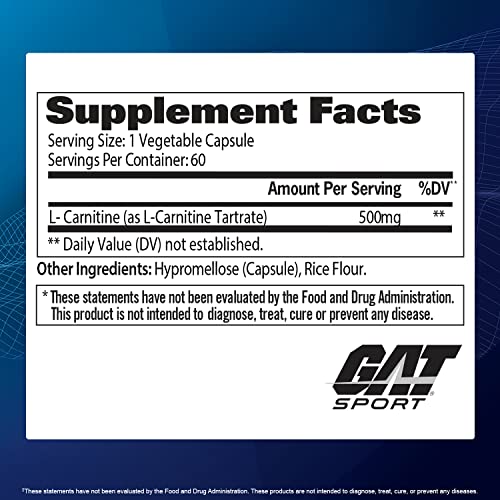 GAT Sport L-Carnitine 500mg - 60 Veggie Capsules
