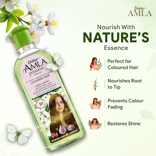 Dabur Amla Jasmine Hair Oil 300ml - Strong, Nourished, Shining Colored Hair