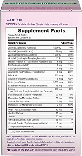 Nature's Bounty Hair, Skin and Nails Caplets - 60 Count - Supports Healthy Hair, Glowing Skin & Strong Nails