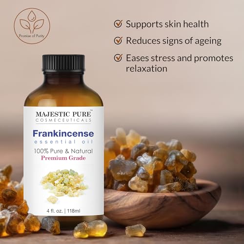 MAJESTIC PURE Frankincense Essential Oil 118 ml – 100% Pure & Natural for Aromatherapy, Skincare & Hair Care