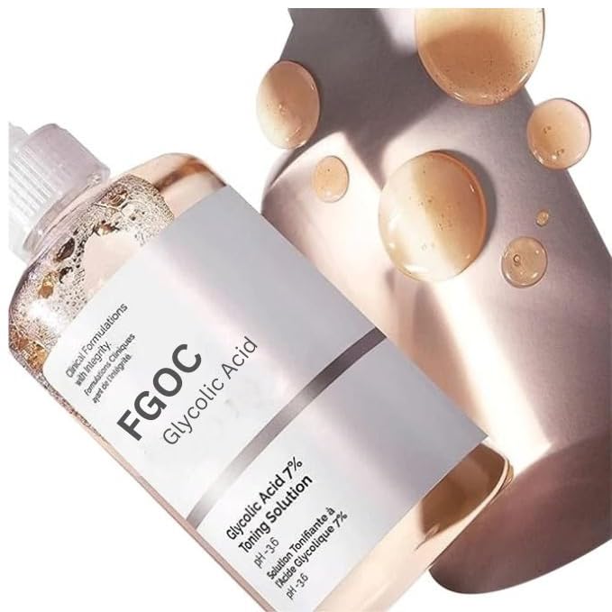 FGOC Glycolic Acid 7% Toning Solution - AHA Exfoliating Toner for Brightening & Pore Refining - 240ml