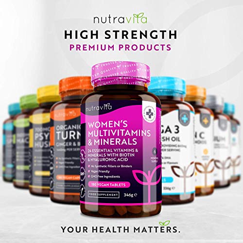 Nutravita Women's 24 Essential Active Vitamins & Minerals Vegan Tablets with Biotin & Hyaluronic Acid 180 Pieces