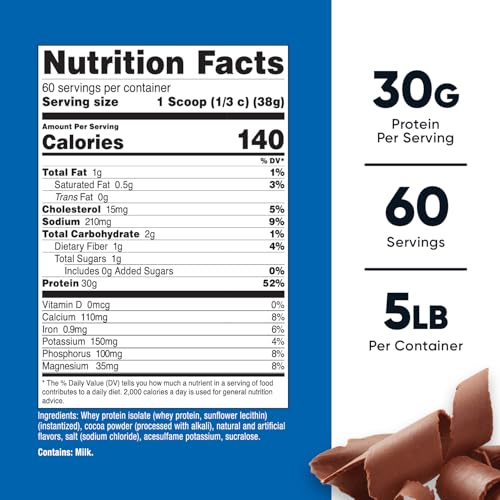 Nutricost Whey Protein Isolate Powder - Milk Chocolate Flavor, 5LBS