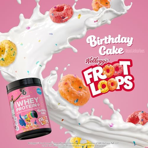 Six Star Whey Protein Powder Plus | Muscle Building & Recovery Plus Immune Support | Muscle Builder for Men & Women | Kellogg’s Froot Loops Birthday Cake Flavor | 1.5lb