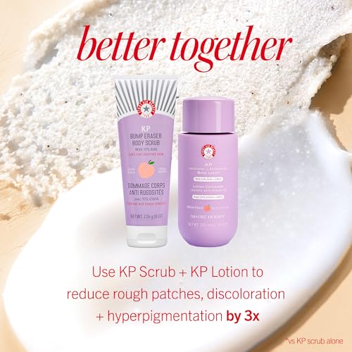 First Aid Beauty KP Smoothing Lotion - 10% AHA, Exfoliating & Moisturizing, Bump Reduction, Peach Scent, 189.9 g