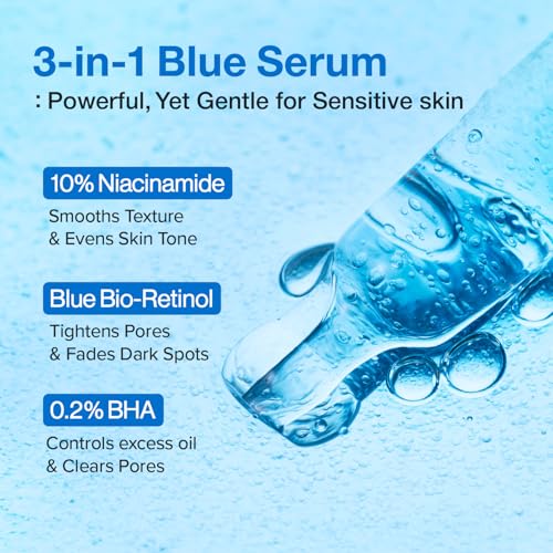 numbuzin No.3 Blue Retinol Pore Refining Serum – Gentle Anti-Aging BHA Serum