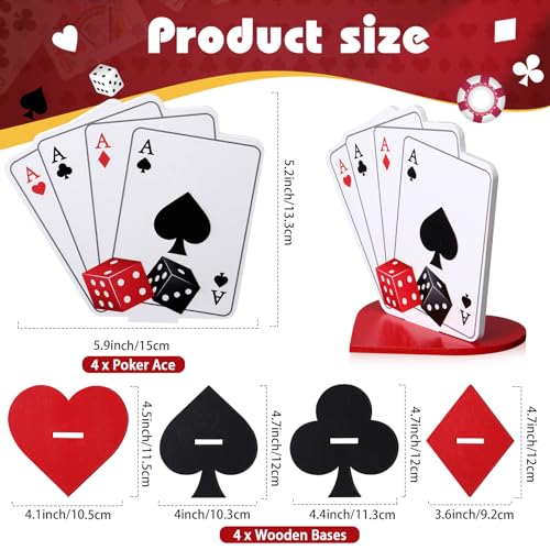 Chunful 4 Sets Casino Party Centerpieces - Wooden Casino Theme Tabletop Decor Kit with Poker Party Table Decorations
