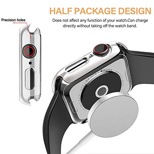 Apple Watch Case 44mm with 9H Glass Screen Protector - Series 6/SE/5/4 Clear Hard PC Bumper