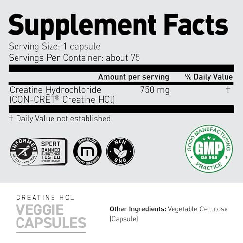 Kaged Creatine HCl Capsules for Enhanced Strength & Recovery - 75 Vcaps