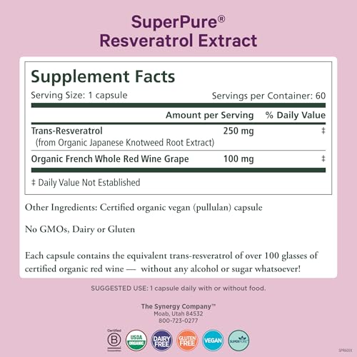 PURE SYNERGY Super Pure Resveratrol Extract | Organic Trans-Resveratrol for Healthy Aging