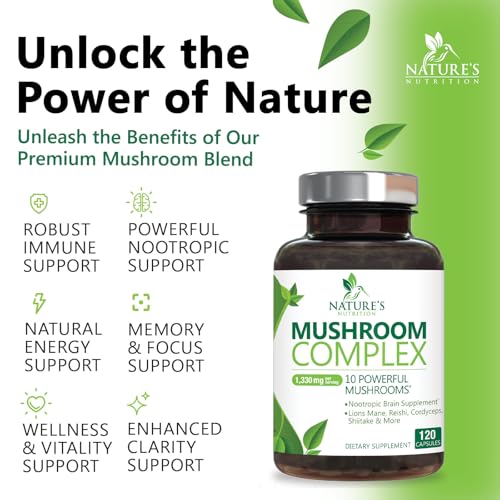 3X Strength Mushroom Complex - Lions Mane, Turkey Tail, Reishi, Cordyceps, Chaga & Maitake - 120 Capsules