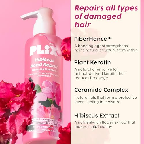 PLIX Hibiscus Bond Repair Shampoo (200ml) & Conditioner (175ml) Set | FiberHance™ Complex