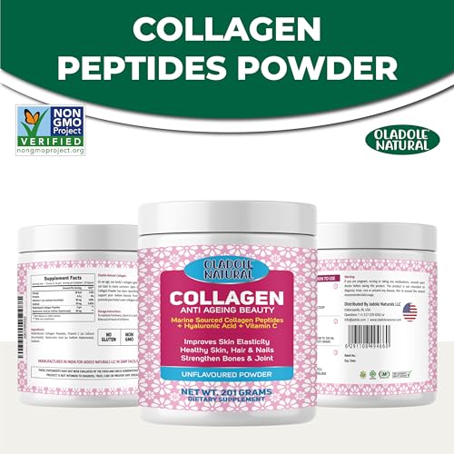 Oladole Natural Collagen Peptides Powder with Hyaluronic Acid - 201g