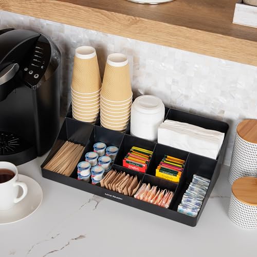Mind Reader Black 11-Compartment Coffee Condiment Organizer