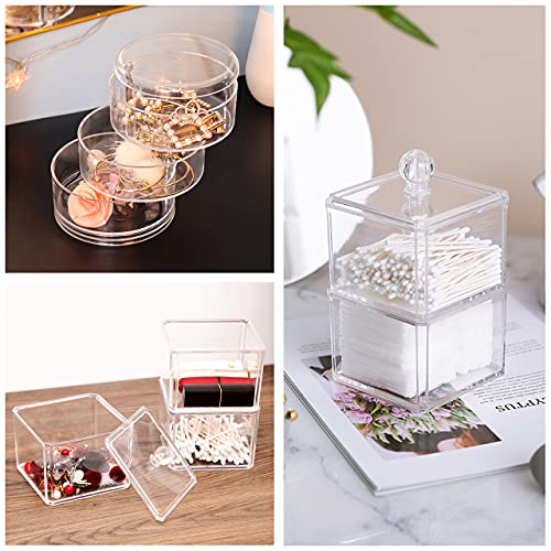 2 Pack Clear Acrylic Hair Accessory Storage Containers with Lids - Stackable Organizer for Hair Ties, Clips, Jewelry