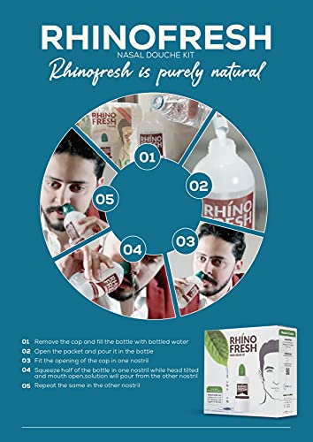 Nasal Sinus Rinse Wash System - 240ml Bottle & 60 Salt Packs