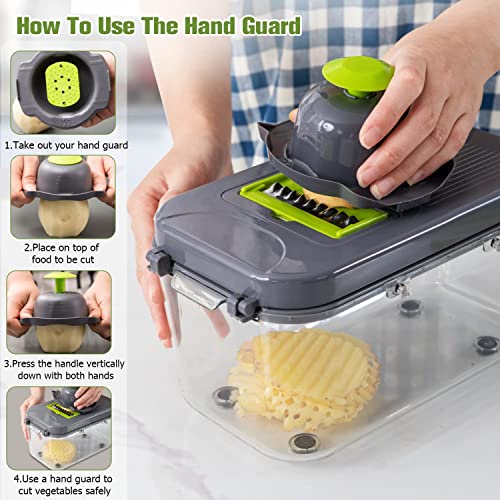 22-in-1 Vegetable Slicer & Onion Chopper - Multi-Blade Food Cutter with Drain Rack