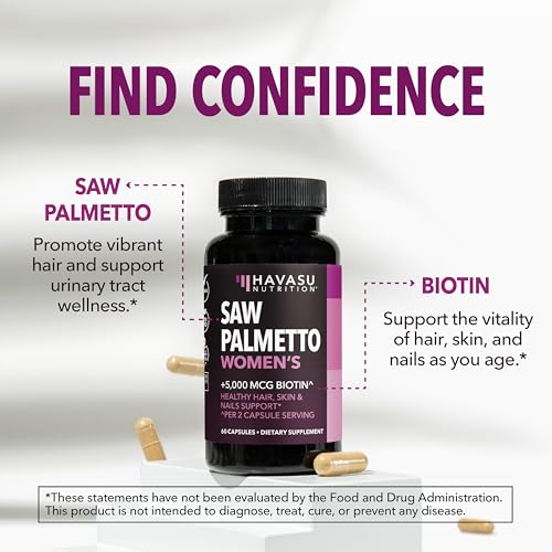 HAVASU NUTRITION Saw Palmetto DHT Blocker for Women with Biotin - Vegan Hair Growth Supplement