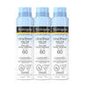 Neutrogena Ultra Sheer SPF 60 Body Mist Sunscreen Spray - Sky Purple (Pack of 3) - 141g Each