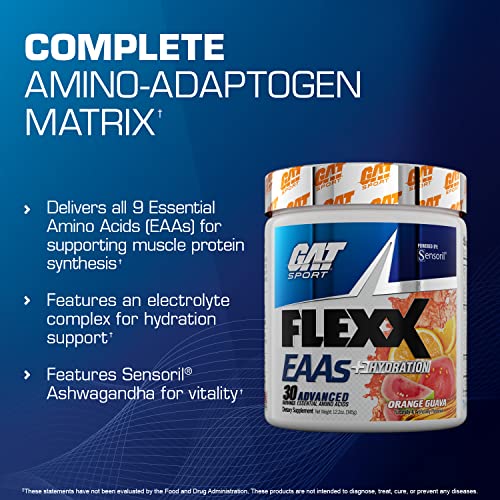 GAT SPORT Flexx EAAs + Hydration, Essential Amino Acids, Blue Razz, 30 Servings