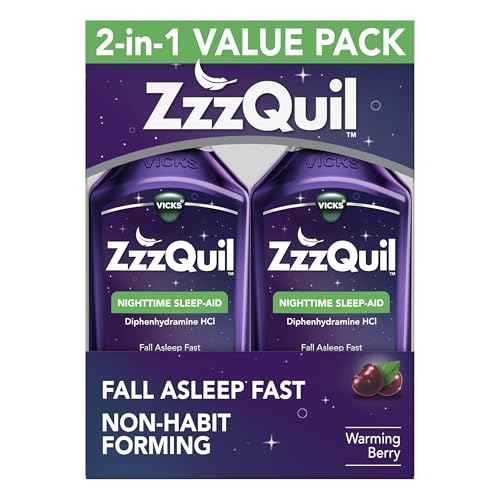 ZzzQuil Nighttime Sleep Aid Liquid, Berry Flavor, Warming Relief (24oz)