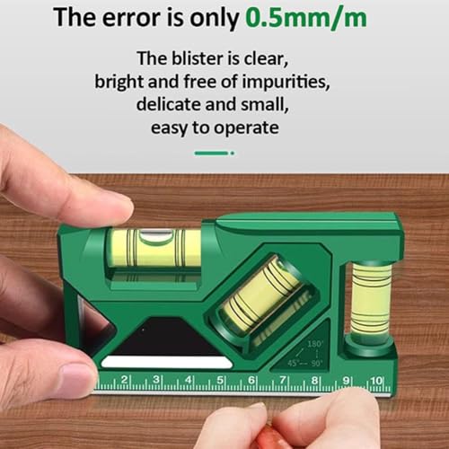 TERRIFI Mini Magnetic Spirit Level - Green, Small for TV Stand & Household Use