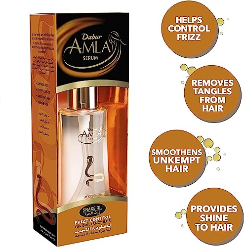 Dabur Amla Snake Oil Frizz Control Serum 50ml - Heat Protection for Dry, Frizzy Hair