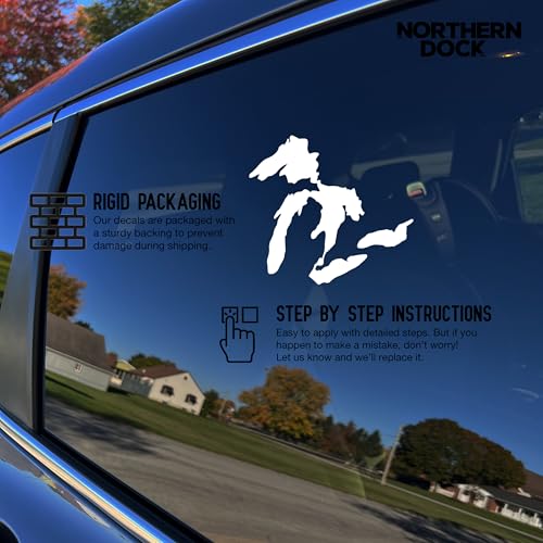 Michigan Great Lakes Vinyl Decal Sticker for Car Window Bumper - 6 Inches Wide White