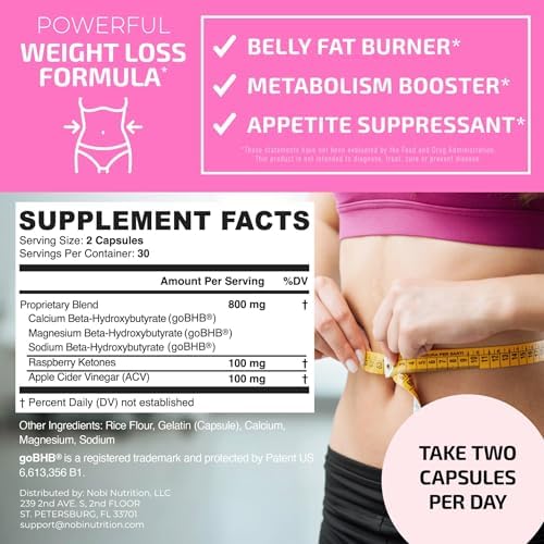 Fat Burners For Women | Weight Loss Pills for Women Belly Fat | Raspberry Ketones | Appetite Suppressant, Metabolism Booster & Bloating Relief | Diet Pills, Weight Loss Supplements | 60 Capsules