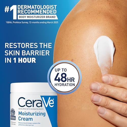 CeraVe Moisturizing Cream for Dry Skin - Body & Face with Hyaluronic Acid & Ceramides - Fragrance Free - 19 Oz