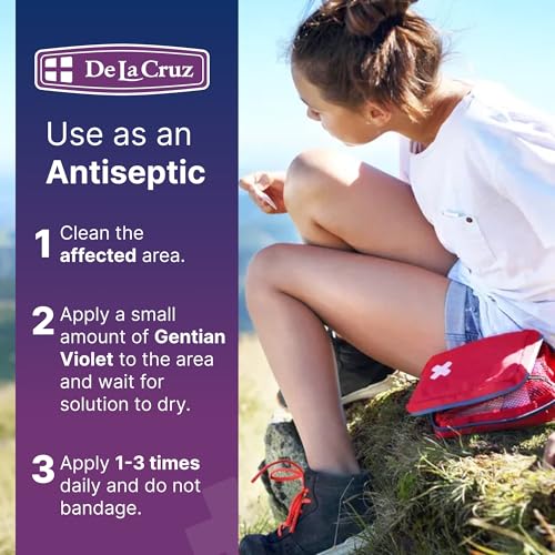 De La Cruz 1% Gentian Violet First Aid Antiseptic Liquid - 1 FL OZ (Pack of 18)