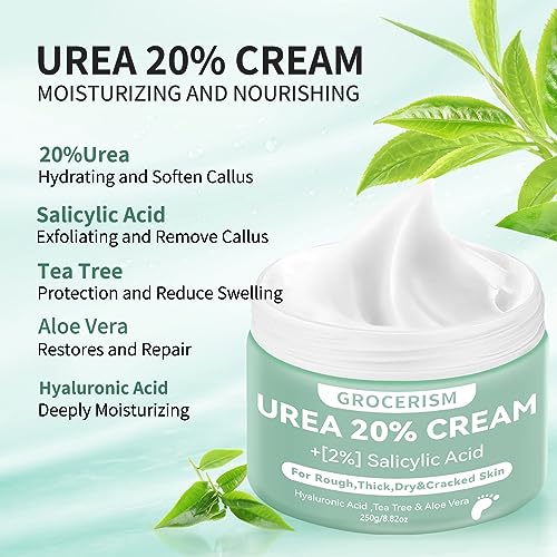 20% Urea Cream for Feet with 2% Salicylic Acid & Hyaluronic Acid - Maximum Strength Callus Remover & Moisturizer