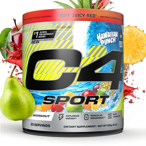 Cellucor C4 Sport Pre Workout Powder - NSF Certified - Elite Hydration with 200mg Caffeine, Creatine & Beta-Alanine - Hawaiian Punch - 20 Servings