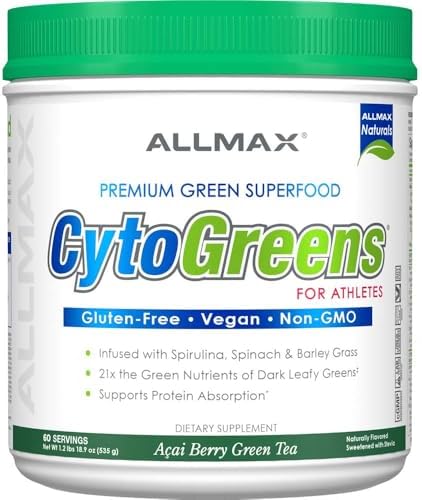 ALLMAX, CytoGreens, Premium Green Superfood for Athletes, Acai Berry Green Tea, 1.2 lbs (535 g)
