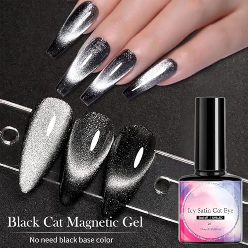Azonee 6 Pcs Holographic Glitter Cat Eye Gel Nail Polish Kit with Magnet
