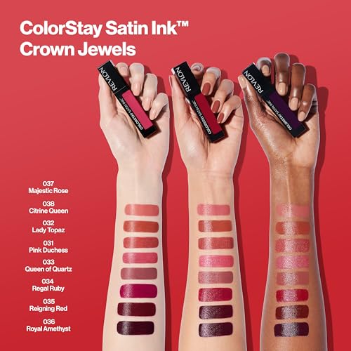 Revlon ColorStay Satin Ink Crown Jewels Lipstick 37 Majestic Rose, Lasting Liquid Lip