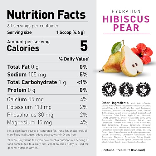 Kaged Electrolytes Muscle Hydra-Charge Powder - 60 Servings Hibiscus Pear - Premium Hydration Formula