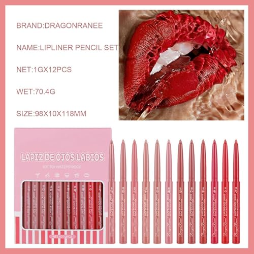 12 Colors Matte Lip Liner Lipstick Set One Step Lips Makeup Kit Velvet Nude Collection