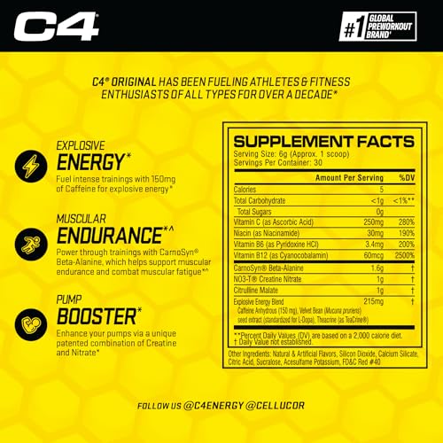 Cellucor C4 Original Explosive Pre-Workout Fruit Punch - 6.88oz (195g) - 30 Servings