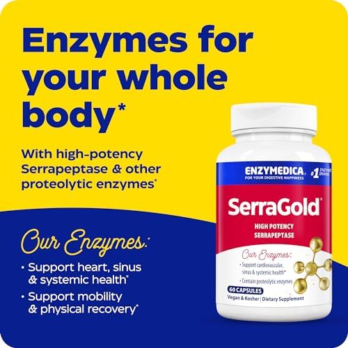 Enzymedica SerraGold High Potency Serrapeptase: Powerful Enzyme Support (120 Capsules)