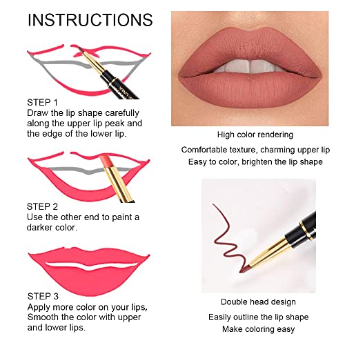 6 PCS Lip Liner & Lipstick Set - 24-Hour Long-Lasting Matte Lip Kit for Women
