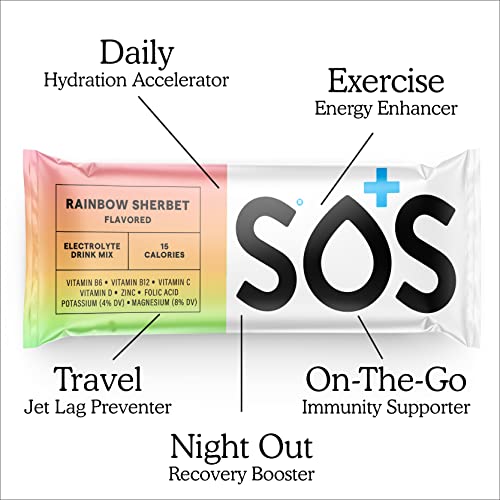 SOS Hydration Electrolyte Powder Drink Mix - Low Sugar | Rapid Rehydration | Keto Friendly | Rainbow Sherbet