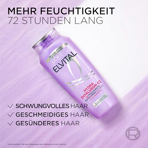 L'Oréal Paris Elvital Hydra Hyaluronic Moisturising XXXL Hyaluronic Shampoo for Shiny Hair, 1000 ml