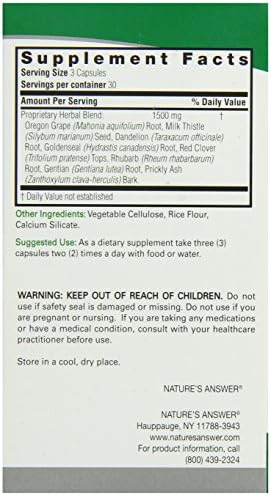 Nature's Answer Liver Support - 90 Vegetarian Capsules (1500mcg)
